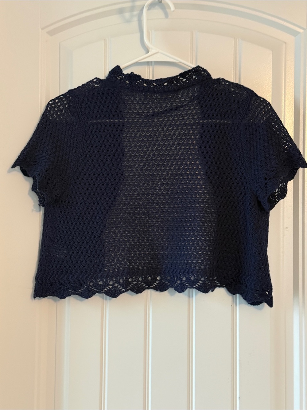 Cato Navy Crochet Short Sleeve Bolero - Picture 4 of 4